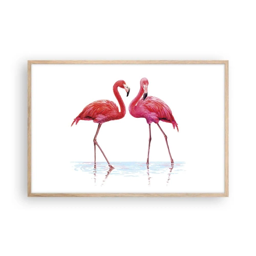 Een poster in een licht eiken lijst - Roze randez-vous - 91x61 cm