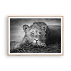 Een poster in een licht eiken lijst - Koninklijke puppy - 100x70 cm