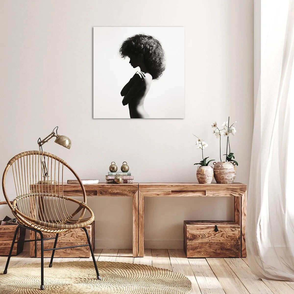 Schilderen op canvas - Als een bloem op een slanke stengel - 70x70 cm