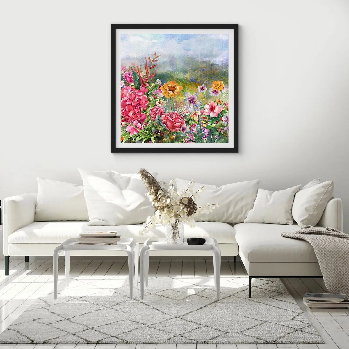 Poster in een zwarte lijst - Een tuin die gek is geworden - 30x30 cm