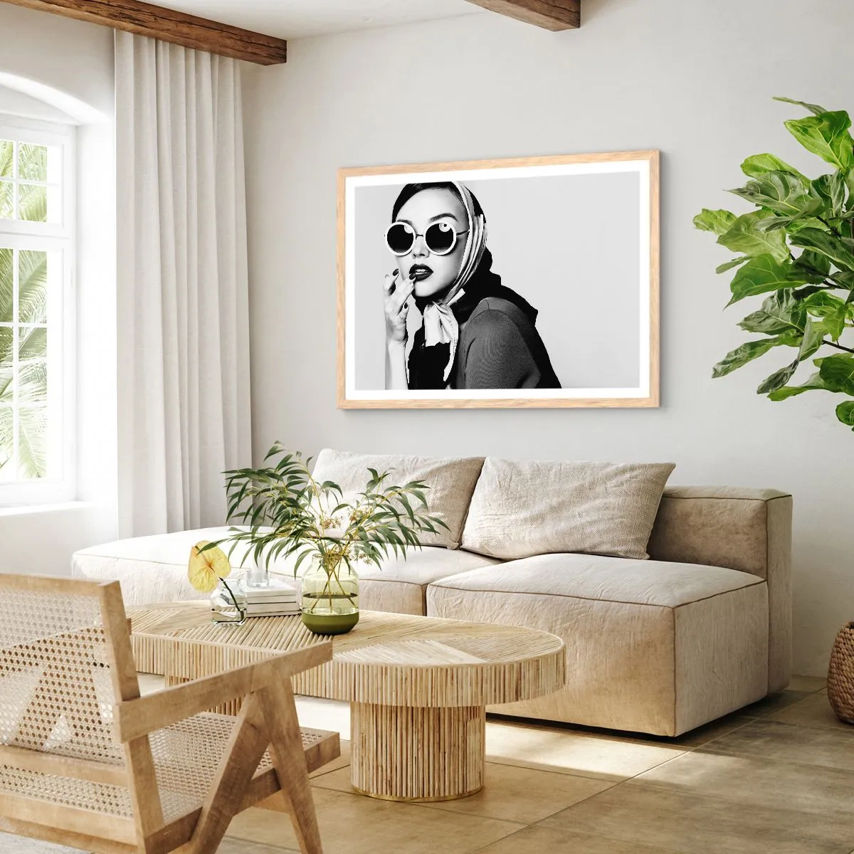 Een poster in een licht eiken lijst - Groeten uit de jaren 60 - 91x61 cm
