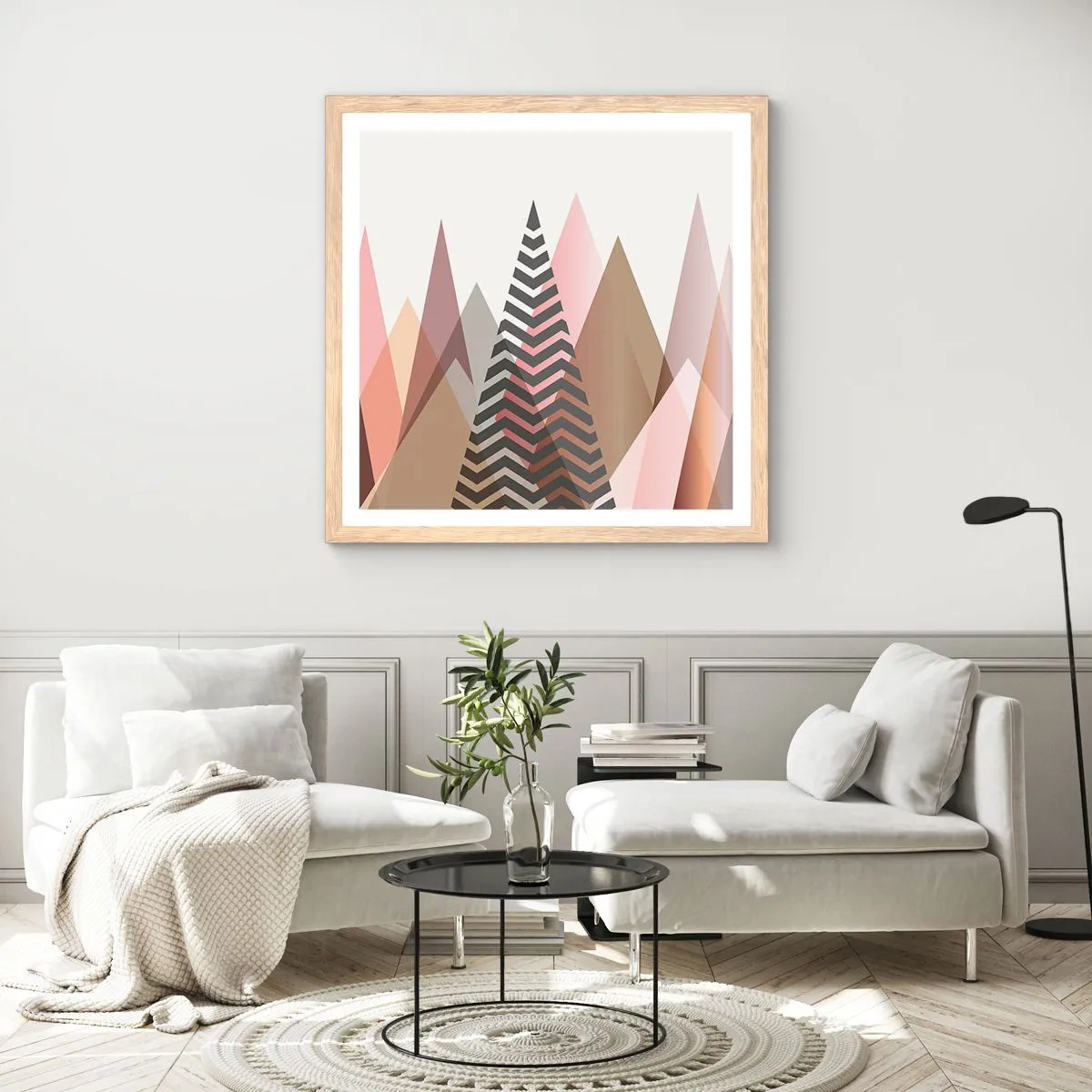 Een poster in een licht eiken lijst - Piramidaal uitzicht - 60x60 cm