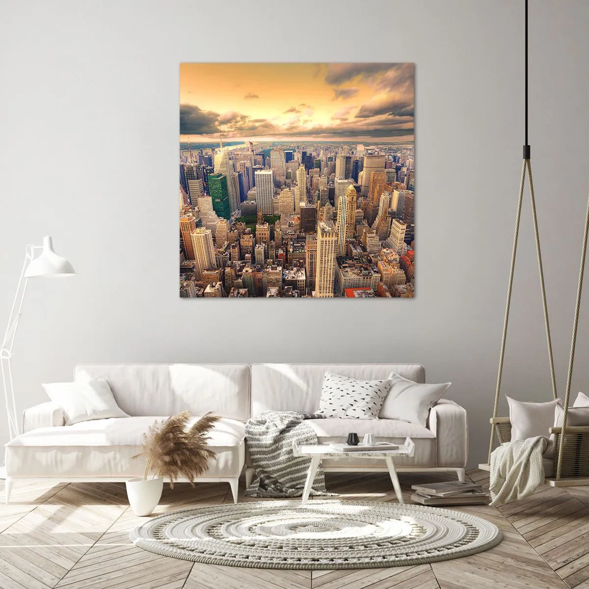 Schilderen op canvas - Vergulde metropool - 60x60 cm