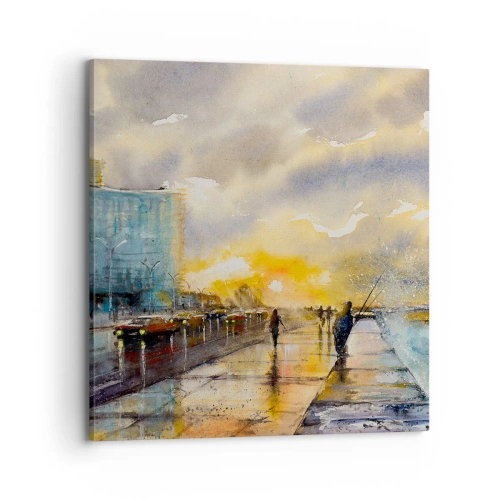 Schilderen op canvas - Het leven aan de oever - 70x70 cm