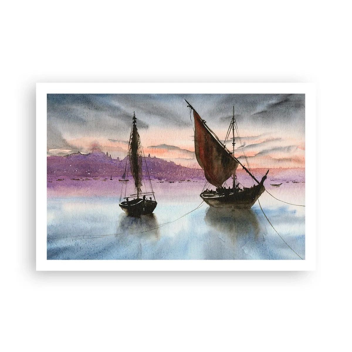 Poster - Avond in de haven - 91x61 cm