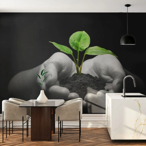 Fotobehang Premium Sand - Ik hou van de natuur, ik bescherm haar - Natuur, Leven, Plant - 250x175 cm