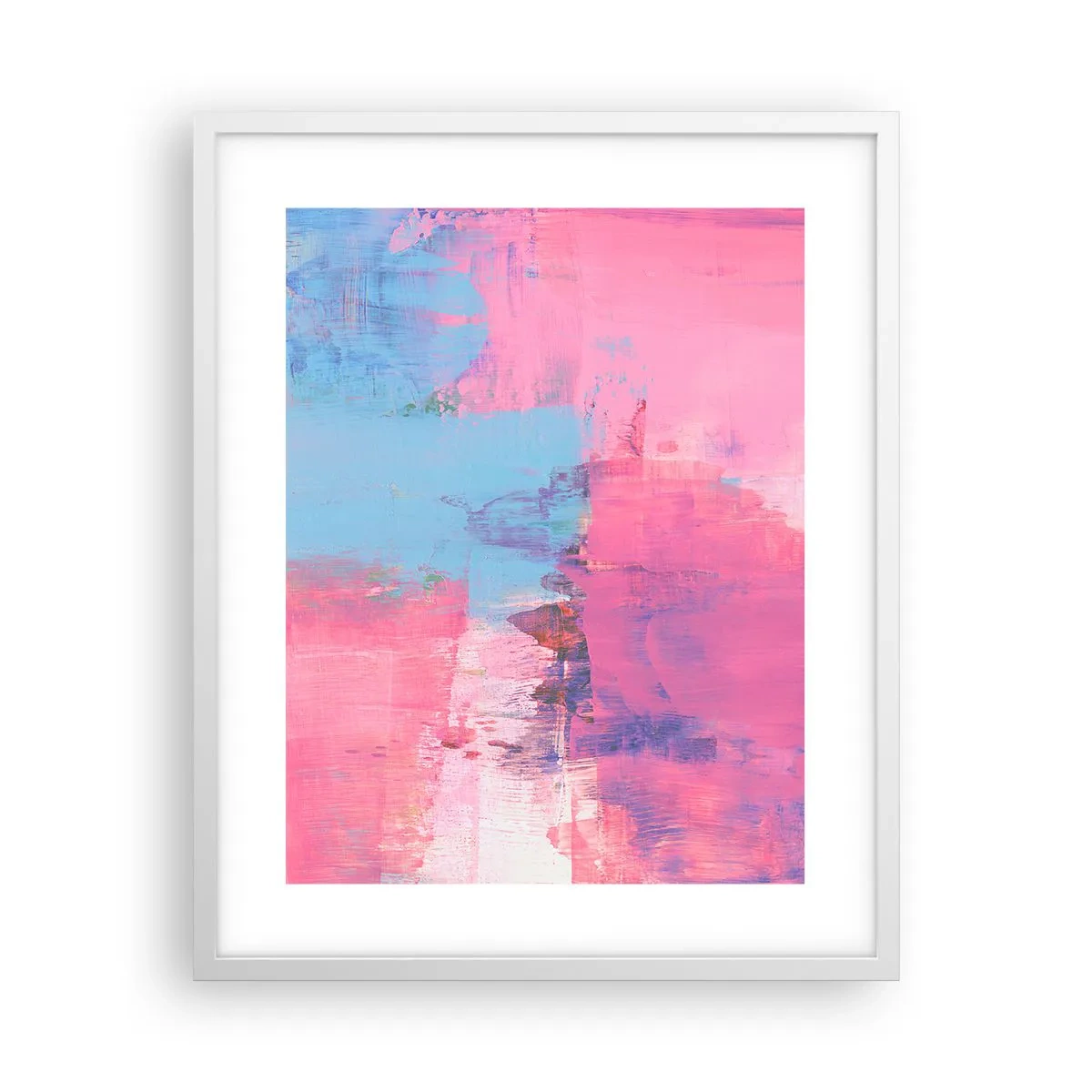 Poster in een witte lijst - Roze, blauw en een vleugje licht - 40x50 cm