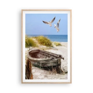 Een poster in een licht eiken lijst - Badend in de wind - 61x91 cm