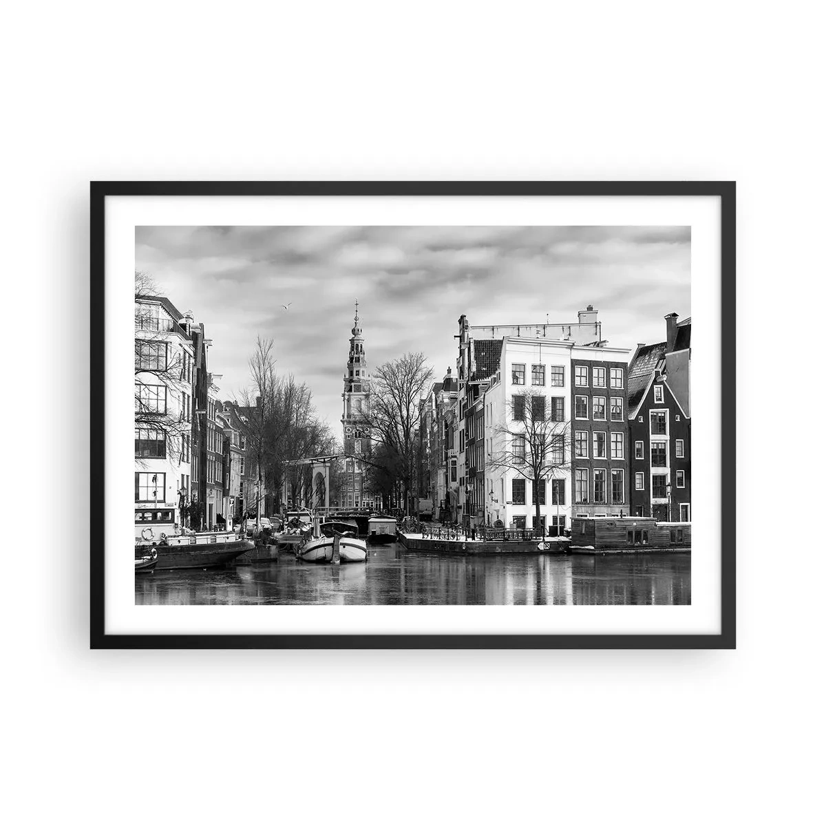 Poster in een zwarte lijst - Amsterdamse sferen - 70x50 cm