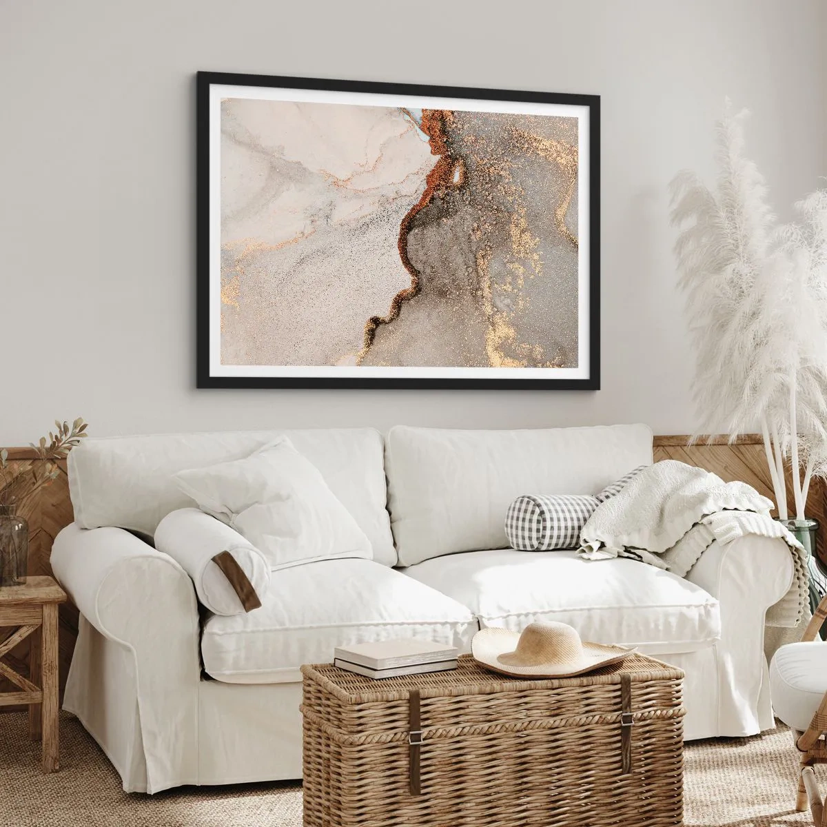 Poster in een zwarte lijst - Op de grens van kleuren - 70x50 cm