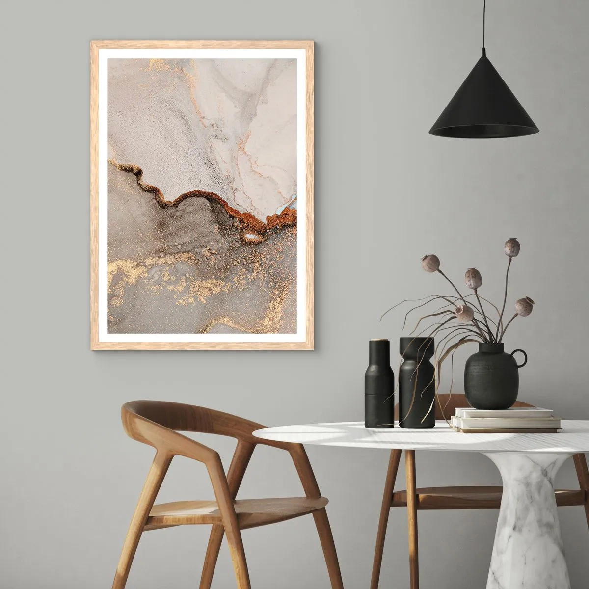 Een poster in een licht eiken lijst - Op de grens van kleuren - 61x91 cm