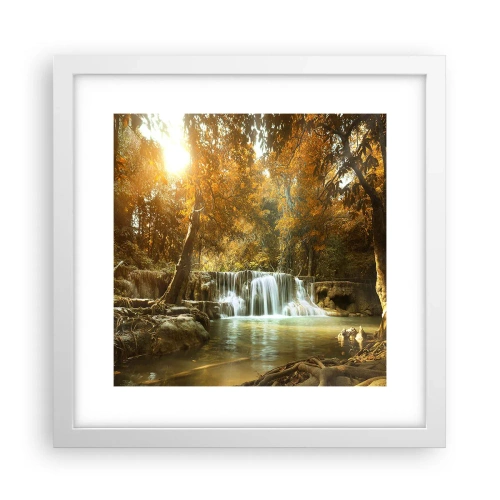 Poster in een witte lijst - Park cascade - 30x30 cm