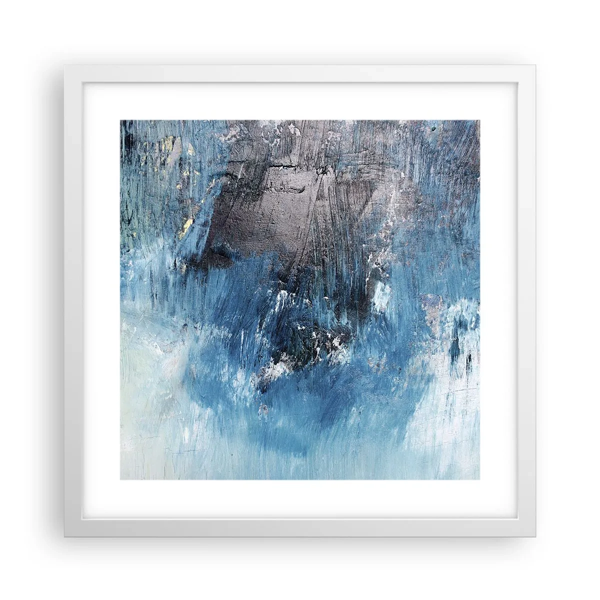 Poster in een witte lijst - Rhapsody in Blauw - 40x40 cm