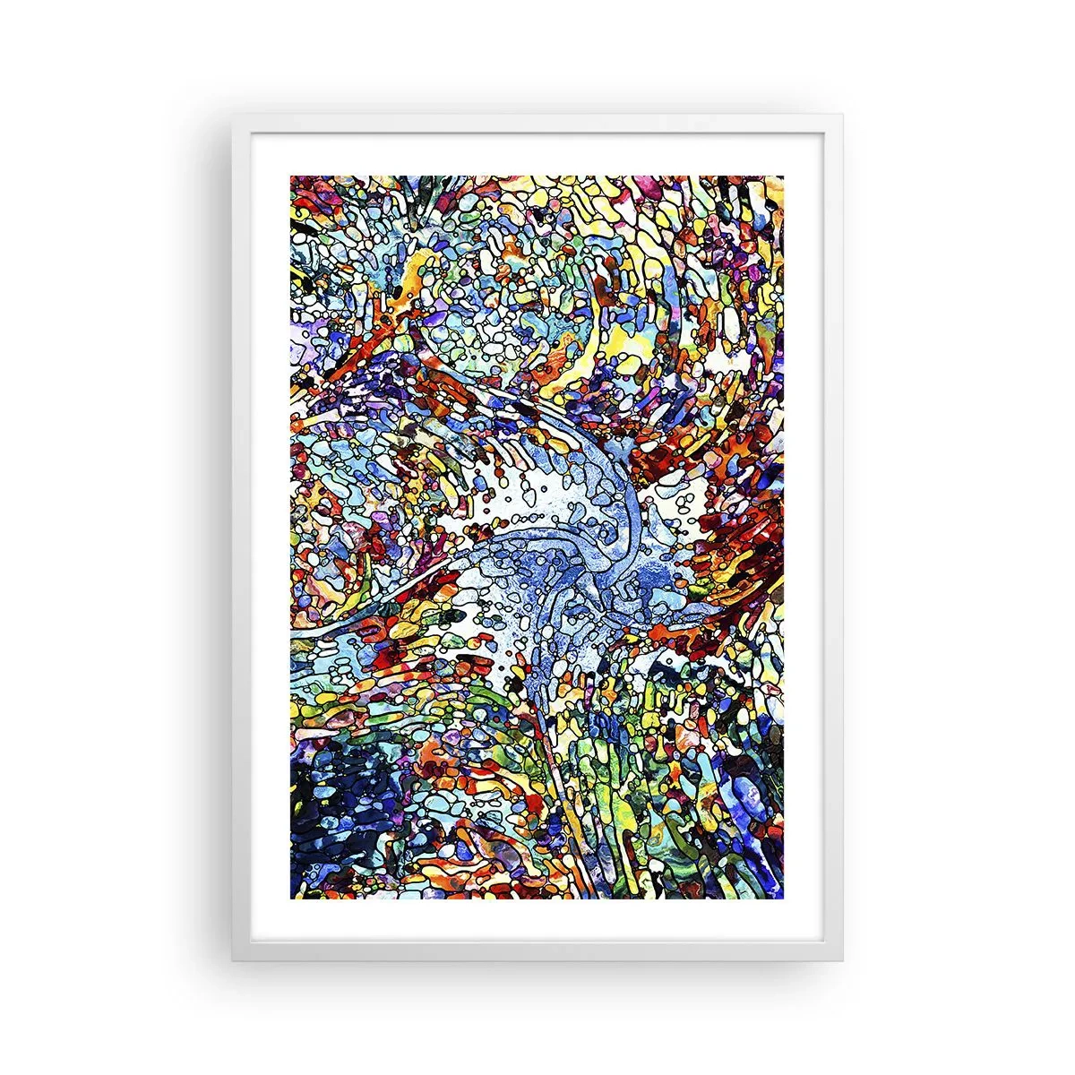Poster in een witte lijst - Glas in lood druppel - 50x70 cm