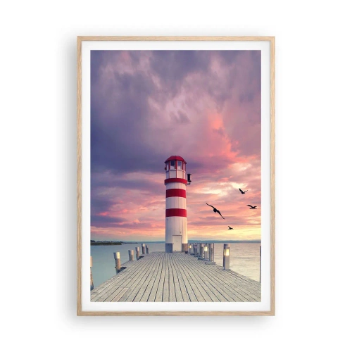 Een poster in een licht eiken lijst - Het is tijd naar de haven te gaan - 70x100 cm