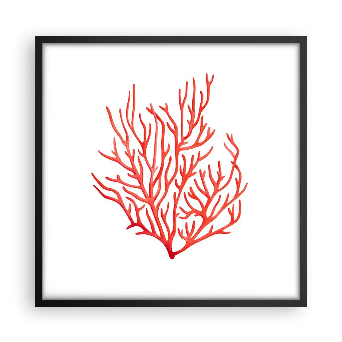 Poster in een zwarte lijst - Koraal filigraan - 50x50 cm