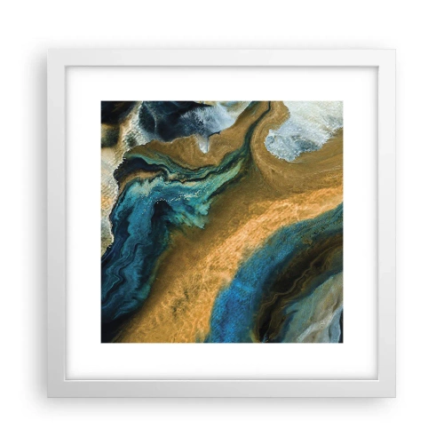 Poster in een witte lijst - Blauw - geel - wederzijdse invloeden - 30x30 cm