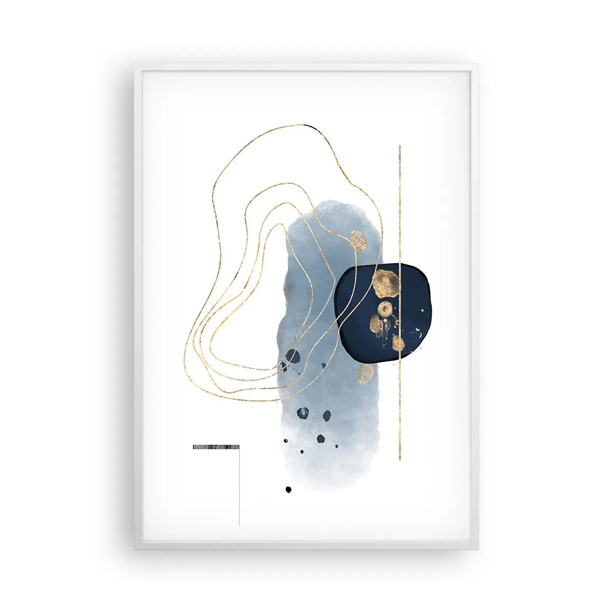 Poster in een witte lijst - Blauw en goud fantasie - 70x100 cm