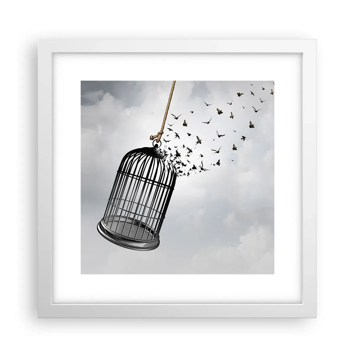 Poster in een witte lijst - Geloof ... Hoop ... Vrijheid! - 30x30 cm