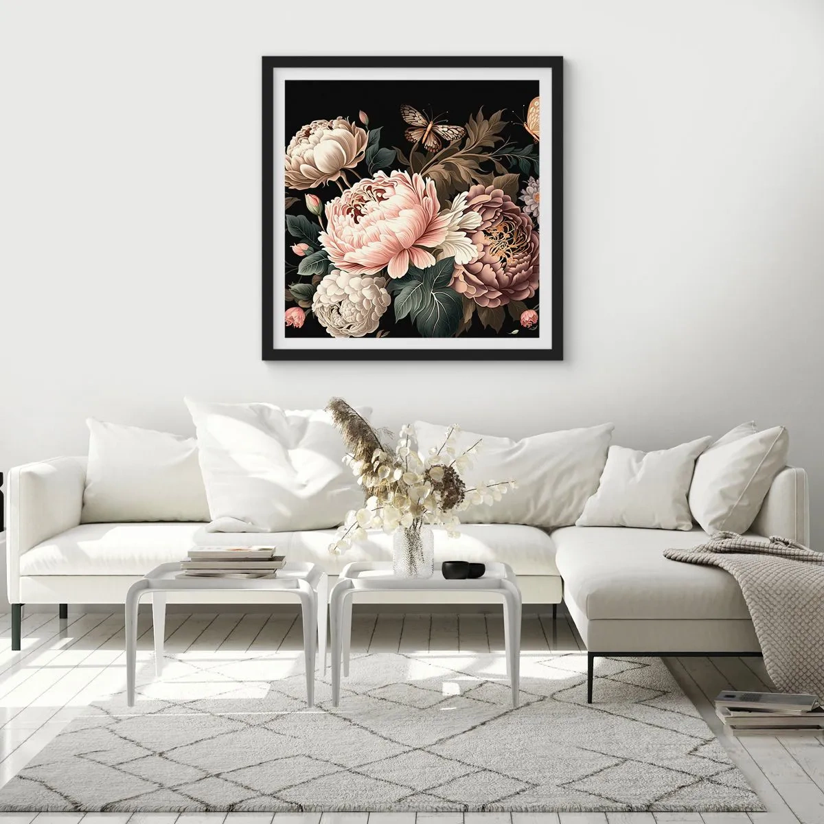 Poster in een zwarte lijst - In barokstijl - 30x30 cm