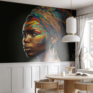 Fotobehang Premium Canvas - Afrikaanse koningin - Tulband, Stammen, Afro-Amerikaans - 400x280 cm