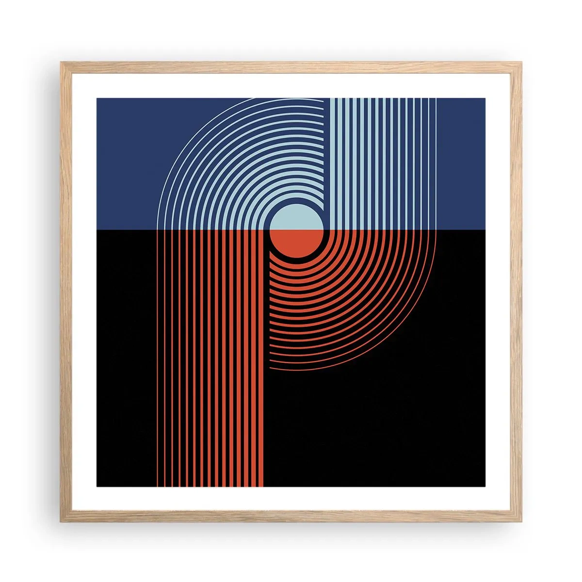 Een poster in een licht eiken lijst - In een geometrische omhelzing - 60x60 cm