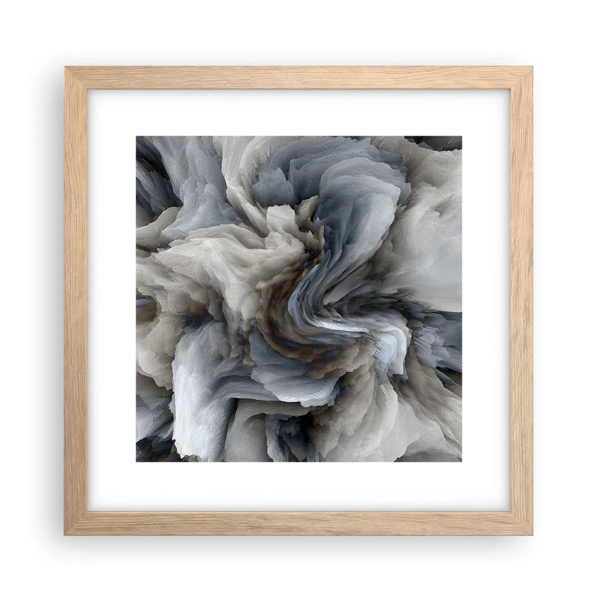 Een poster in een licht eiken lijst - Steen en bloem - 30x30 cm
