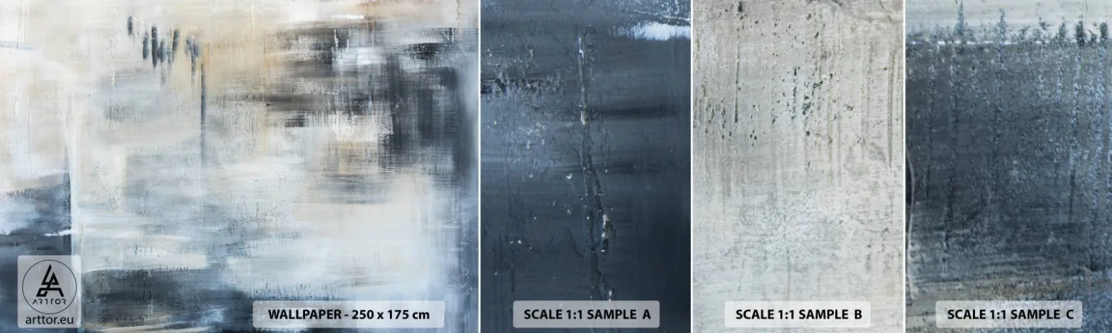 Fotobehang Monster Zelfklevend Deluxe Sticker - Achter het blauwe gordijn - Deel, Abstractie, Industrieel - 100x30 cm