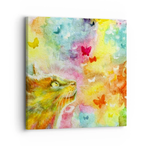 Schilderen op canvas - Baju-baju in het kattenparadijs - 30x30 cm