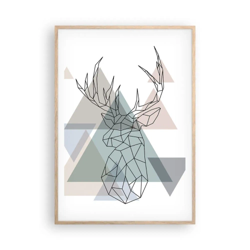 Een poster in een licht eiken lijst - In een geometrisch bos - 70x100 cm