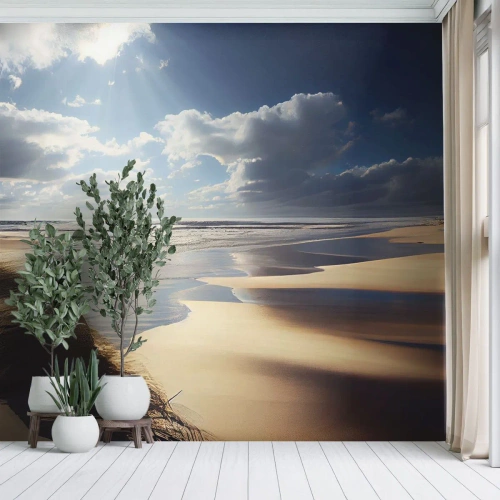 Fotobehang Premium Canvas - Strand, wild strand - Strand, Zee, Duinen - 350x256 cm