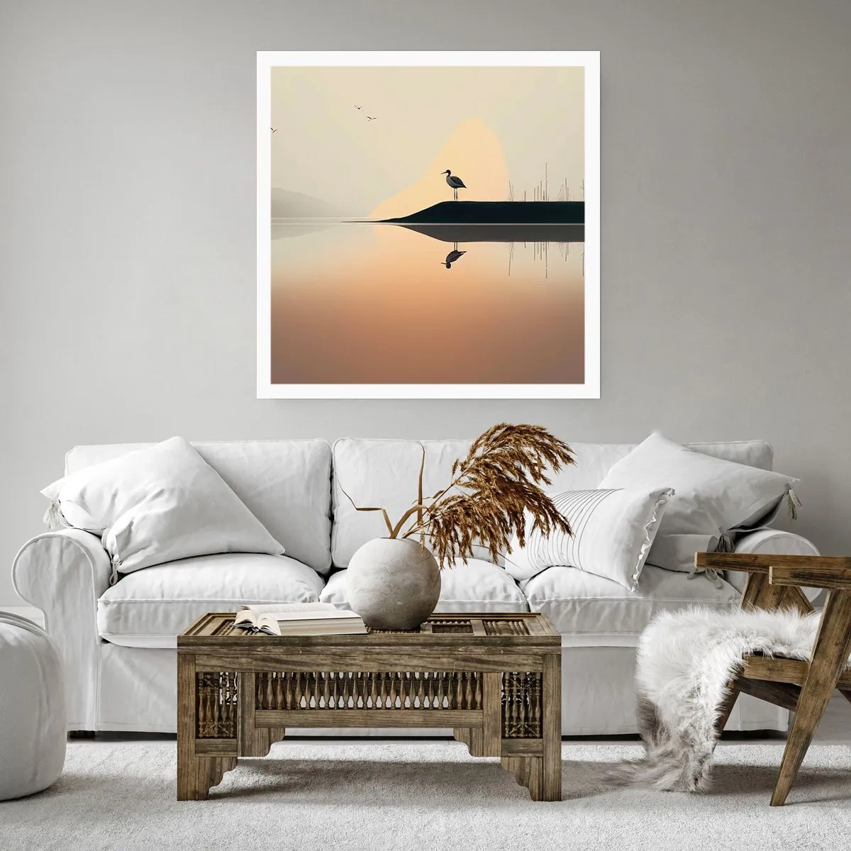 Poster - Heer op het meer - 60x60 cm