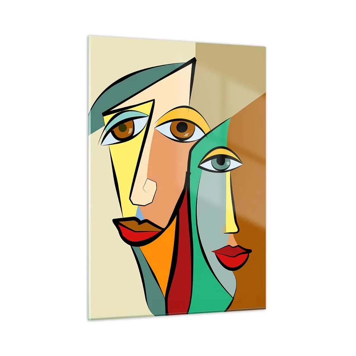 Schilderen op glas - Kubistisch koppel - 50x70 cm