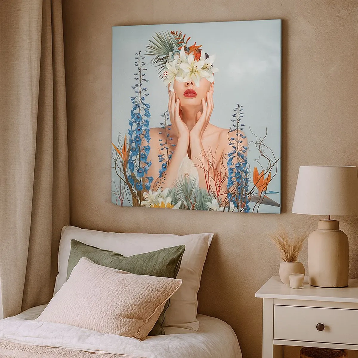 Schilderen op canvas - Vrouw - bloem - 30x30 cm