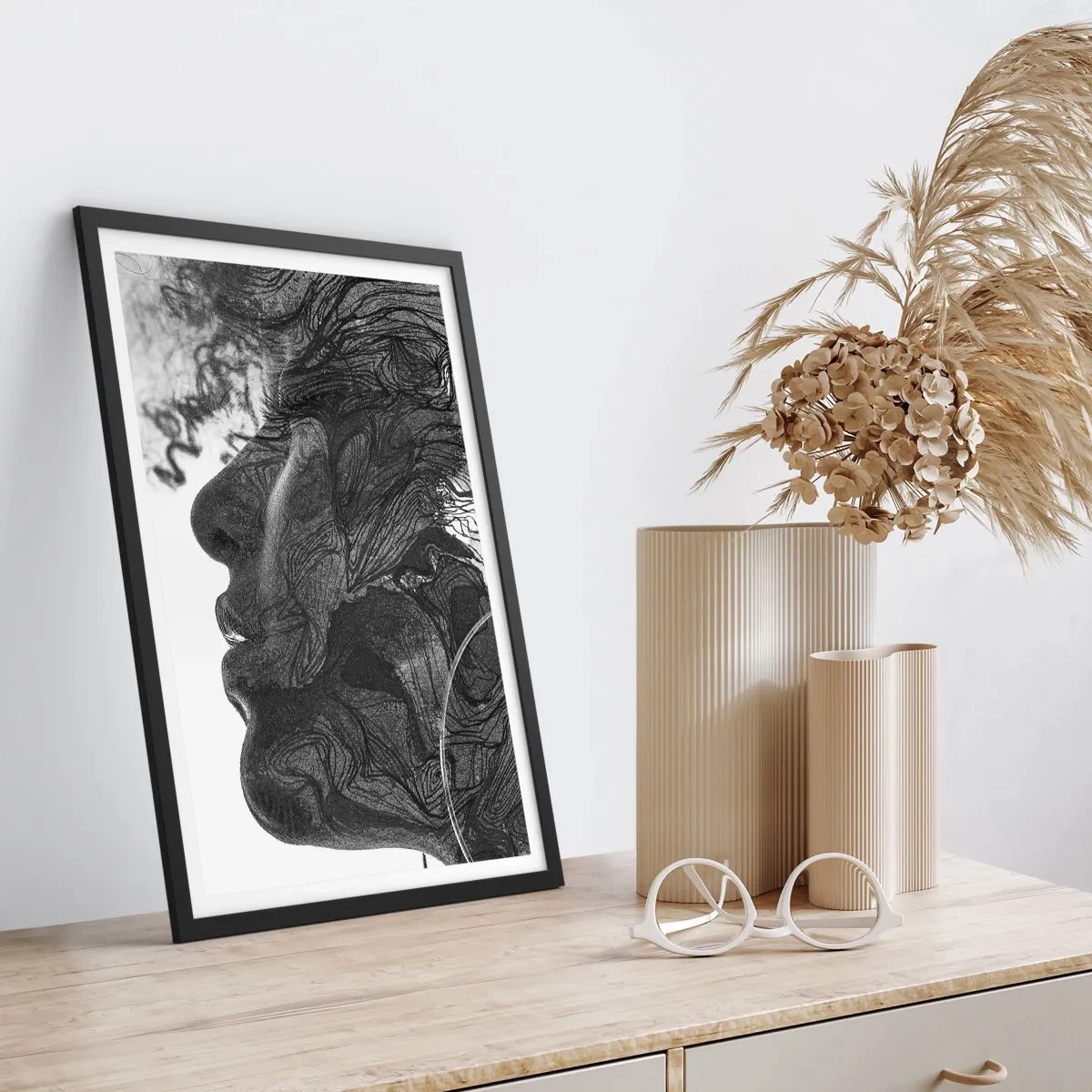 Poster in een zwarte lijst - Verstrikt in dromen - 30x40 cm