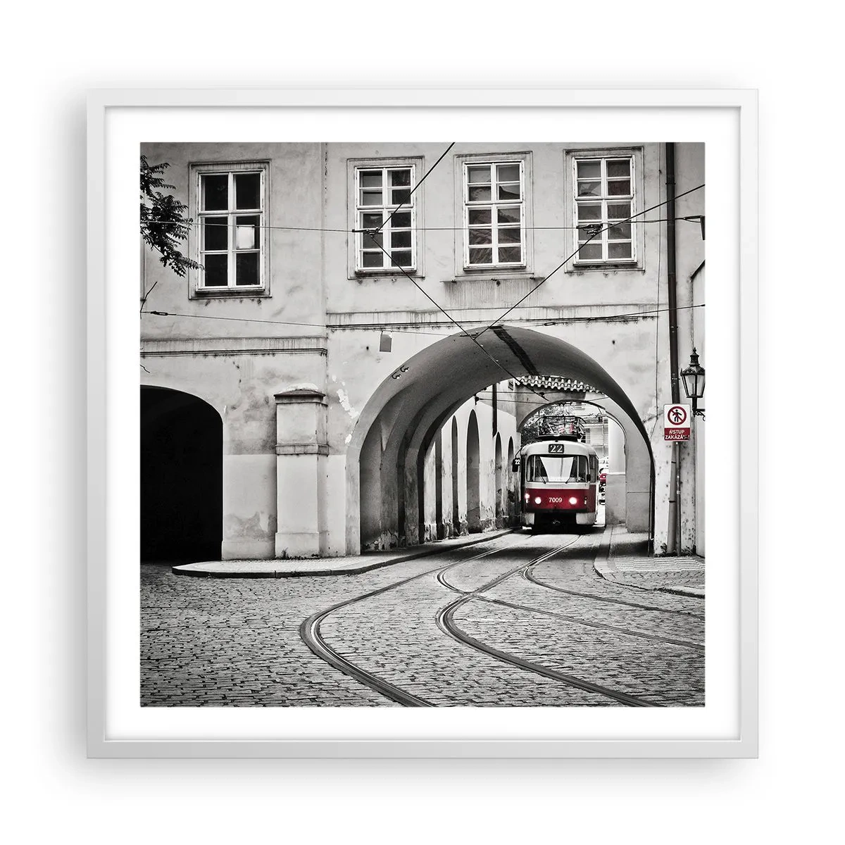 Poster in een witte lijst - Door het doolhof van de stad - 60x60 cm