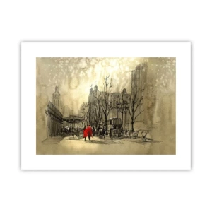 Poster - Een date in de Londense mist - 40x30 cm