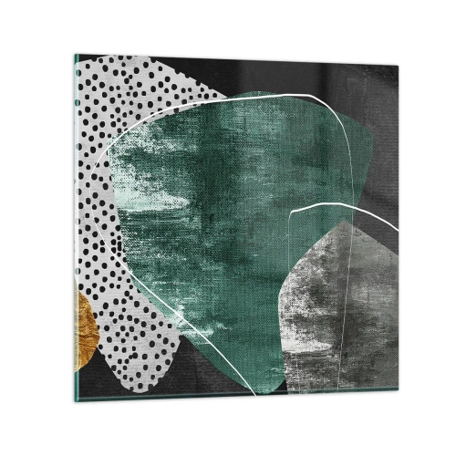 Schilderen op glas - Kleurrijke abstractie met bladgoud - 30x30 cm