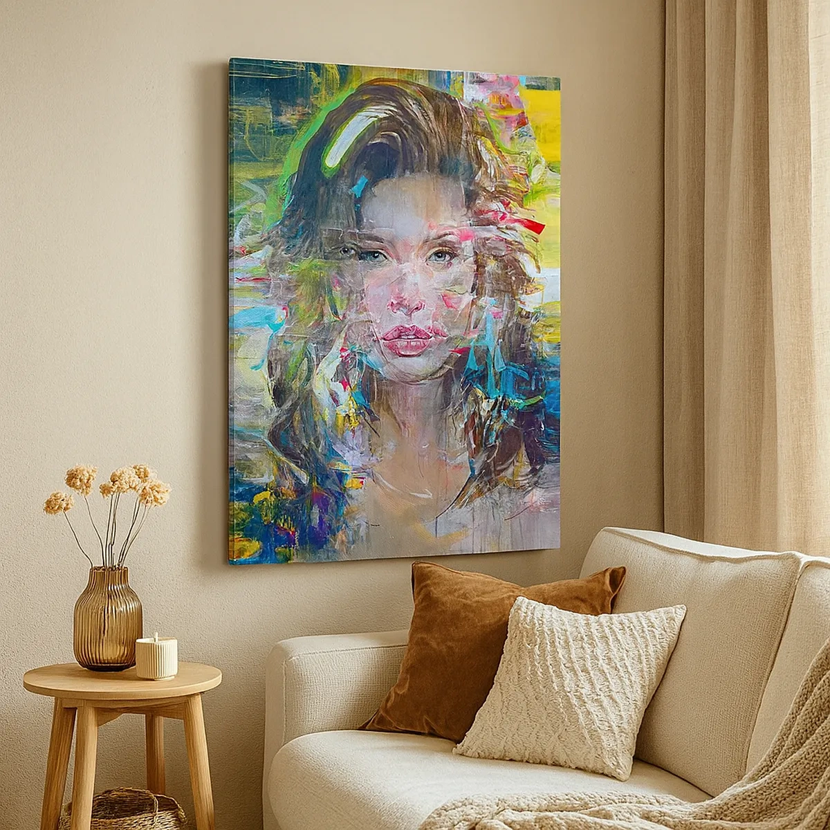 Schilderen op canvas - Achter de lucht een gordijn - 50x70 cm