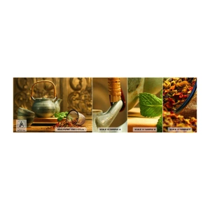 Fotobehang Staaltje Standard Eco - Verhandeling over het drinken van thee - Gastronomie, Thee, Gedroogde kruiden - 100x30 cm