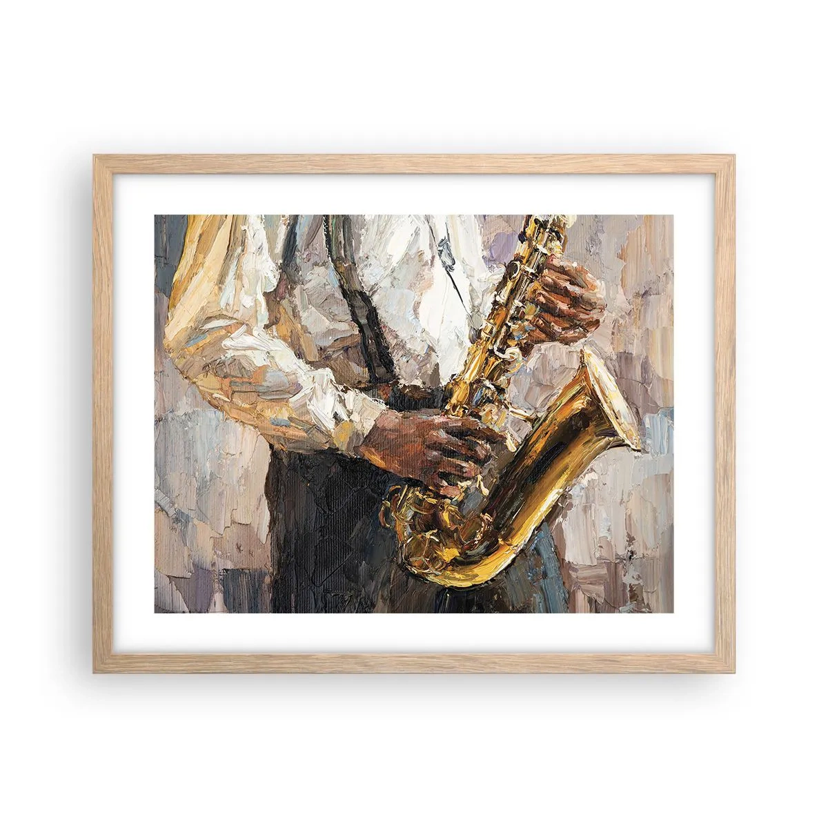 Een poster in een licht eiken lijst - Tijd om te solo te spelen - 50x40 cm