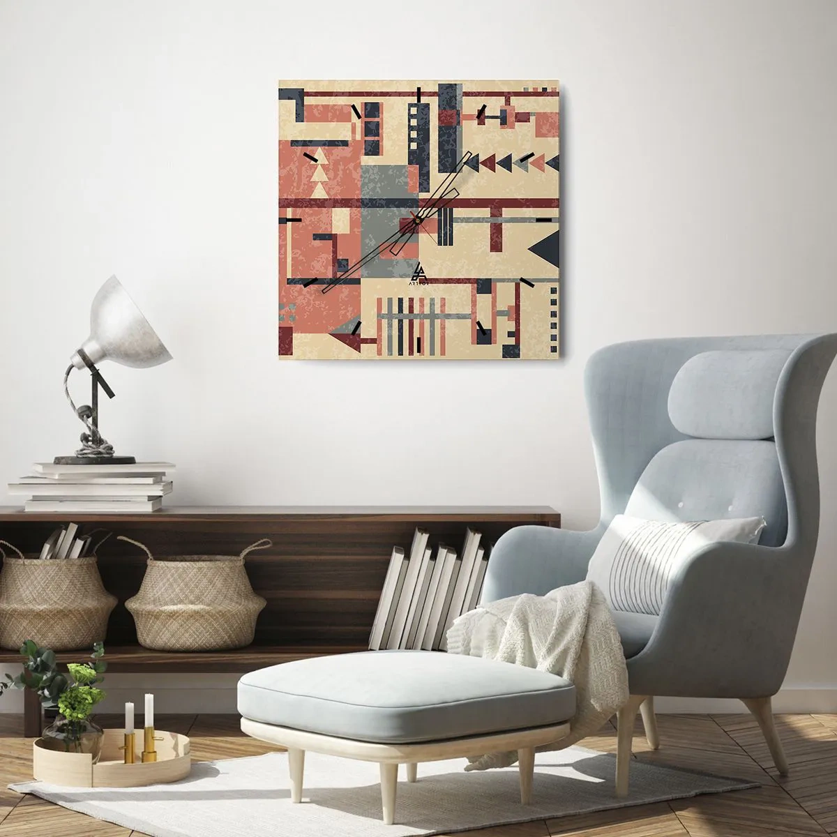 Wandklok - Klok - Een combinatie van verticalen en horizontalen - 40x40 cm