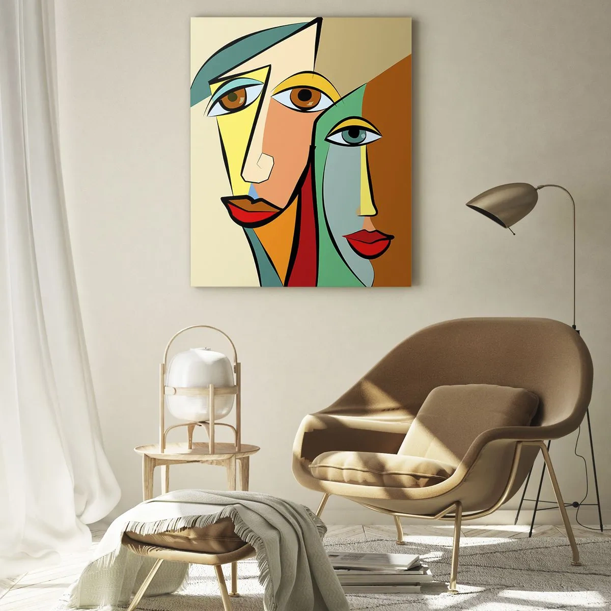 Schilderen op glas - Kubistisch koppel - 50x70 cm