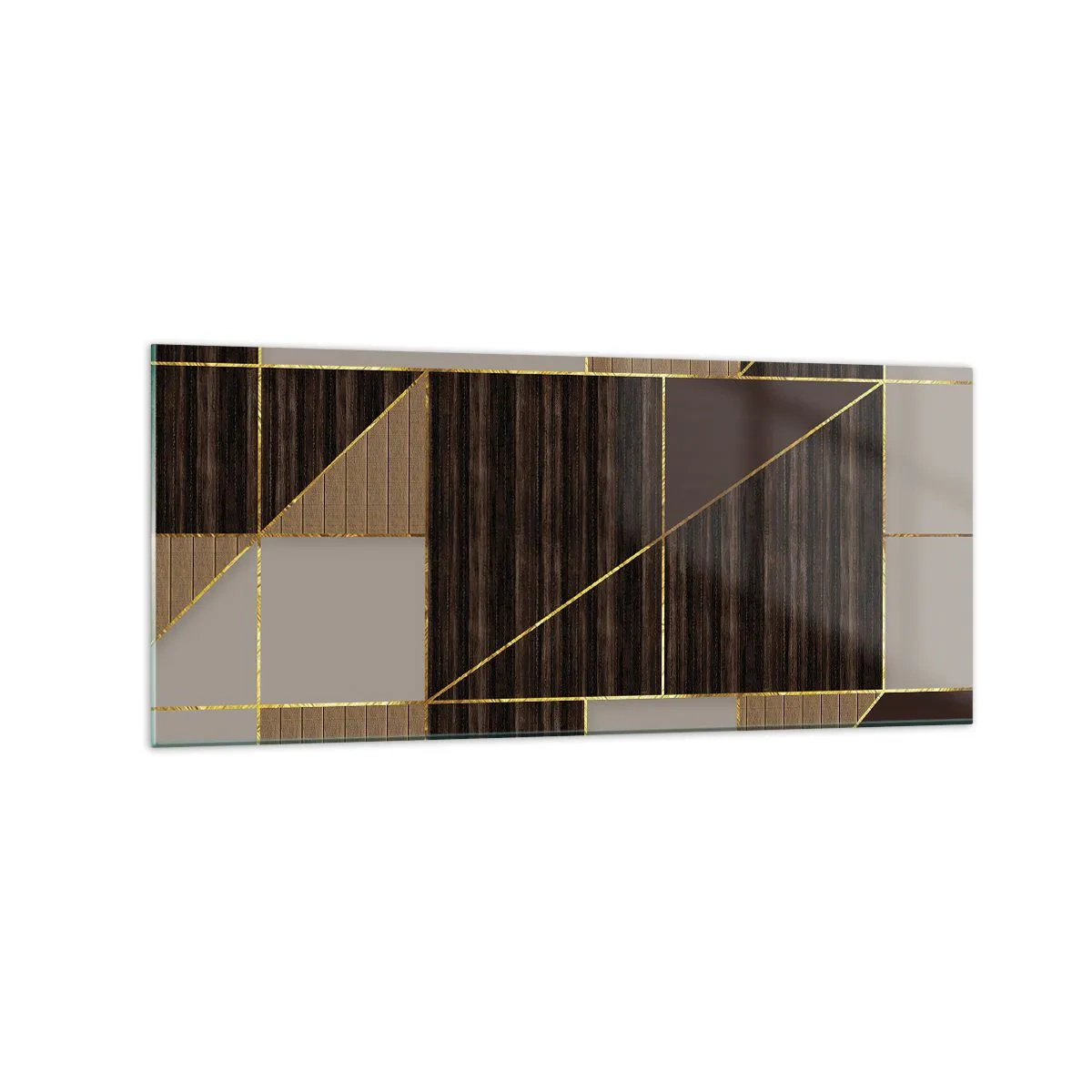 Schilderen op glas - Een mozaïek van bruin en goud - 120x50 cm