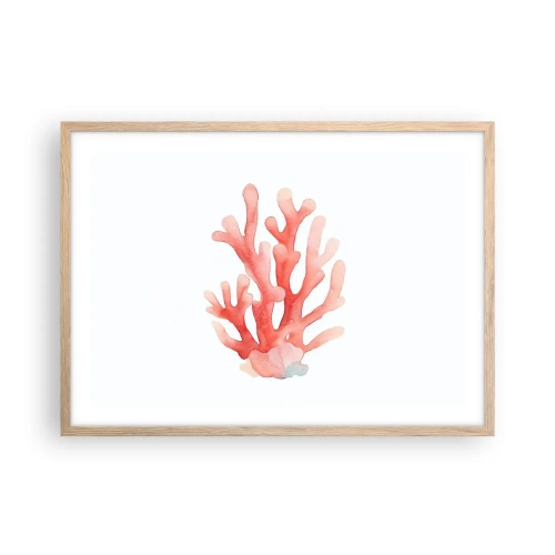 Een poster in een licht eiken lijst - Koraalkleurig koraal - 70x50 cm