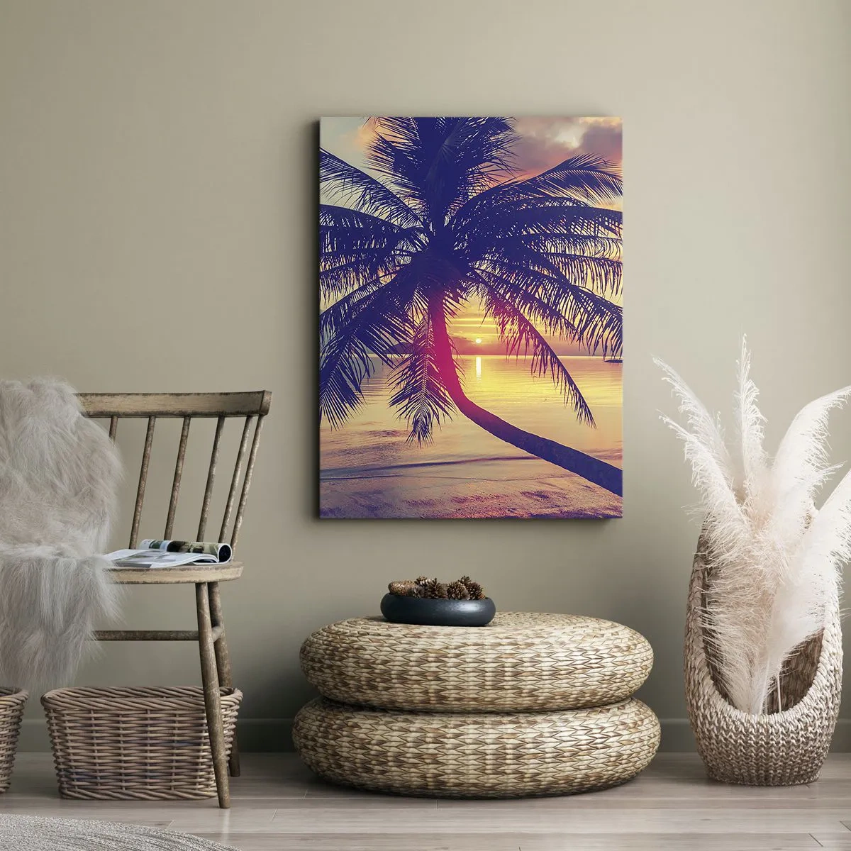 Schilderen op canvas - Avond onder de palmbomen - 55x100 cm