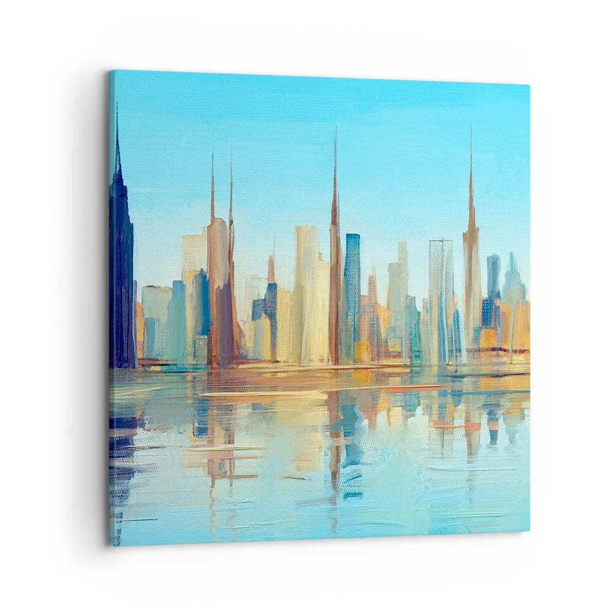 Schilderen op canvas - Een zonnige metropool - 50x50 cm