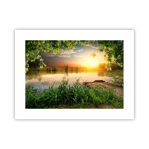Poster - Landschap in een groen kader - 40x30 cm