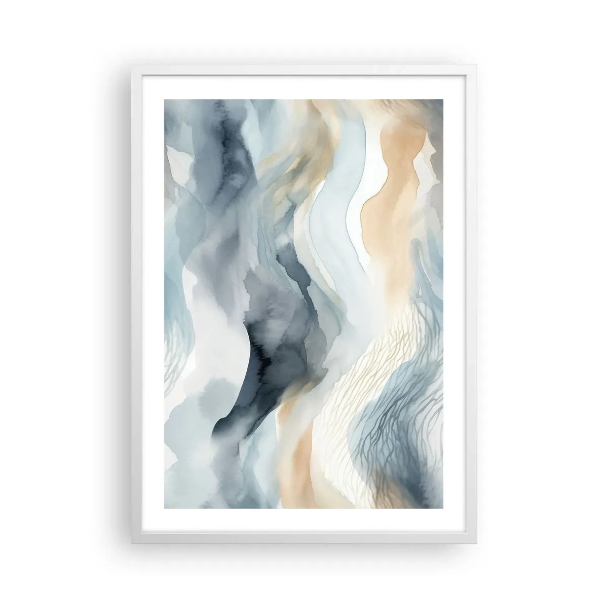 Poster in een witte lijst - Besneeuwde en mistige abstractie - 50x70 cm