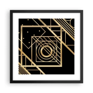 Poster in een zwarte lijst - Gouden geometrie - 40x40 cm